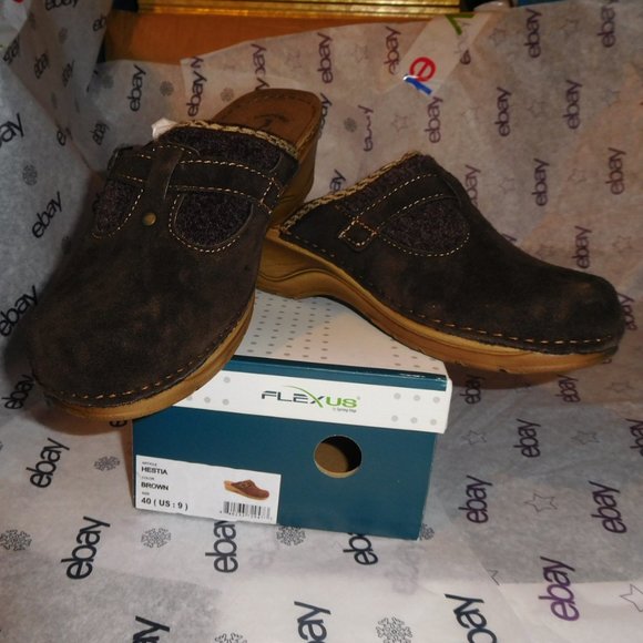 SALE! - NEW 9M FLEXUS BY SPRING STEP BROWN SUEDE HESTIA CLOG NEW IN BOX - Picture 3 of 8